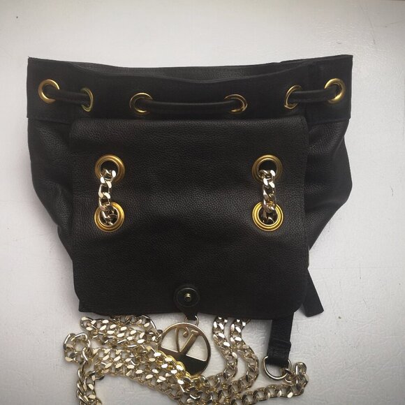 Valentina Genuine Leather Ladies Black Fully Lined Pebble Finish Mini Backpack - Picture 6 of 10